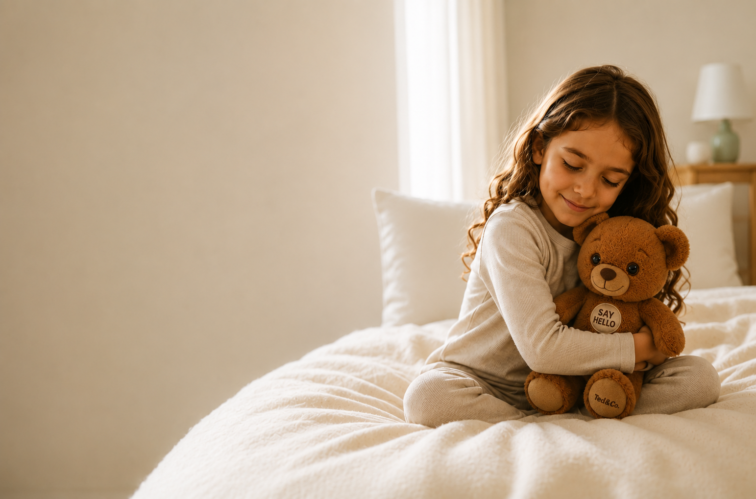 Child hugging Ted